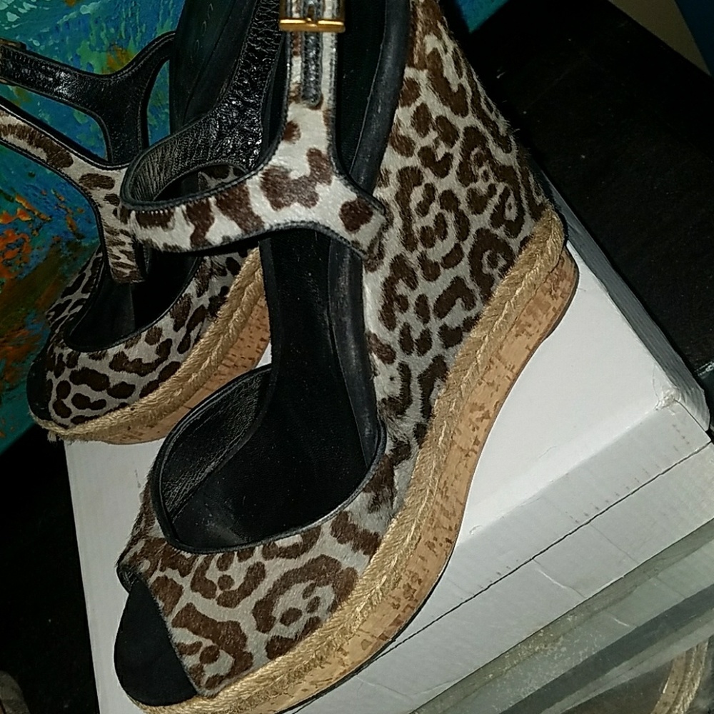 Gucci pony hair wedges